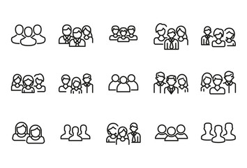 Simple set of team modern thin line icons.