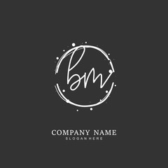 Handwritten initial letter B M BM for identity and logo. Vector logo template with handwriting and signature style.