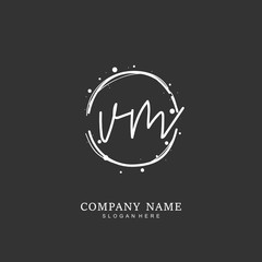 Handwritten initial letter V M VM for identity and logo. Vector logo template with handwriting and signature style.