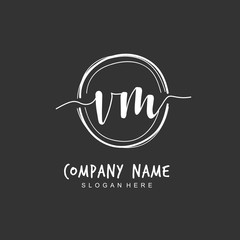 Handwritten initial letter V M VM for identity and logo. Vector logo template with handwriting and signature style.