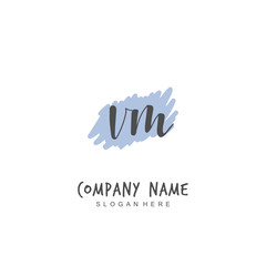 Handwritten initial letter V M VM for identity and logo. Vector logo template with handwriting and signature style.