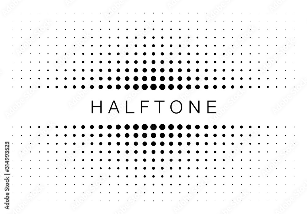 Wall mural halftone gradient texture frame isolated on white background. comic dotted pattern using halftone ci
