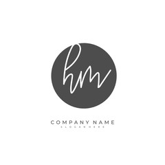 Handwritten initial letter H M HM for identity and logo. Vector logo template with handwriting and signature style.
