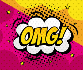 omg expression with cloud pop art style vector illustration design - obrazy, fototapety, plakaty