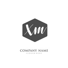 Handwritten initial letter X M XM for identity and logo. Vector logo template with handwriting and signature style.