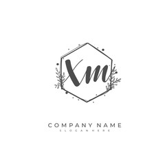 Handwritten initial letter X M XM for identity and logo. Vector logo template with handwriting and signature style.