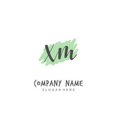 Handwritten initial letter X M XM for identity and logo. Vector logo template with handwriting and signature style.
