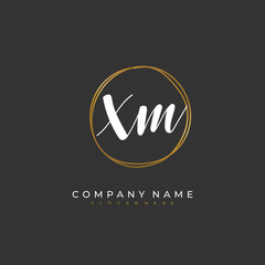 Handwritten initial letter X M XM for identity and logo. Vector logo template with handwriting and signature style.
