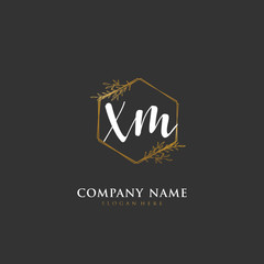 Handwritten initial letter X M XM for identity and logo. Vector logo template with handwriting and signature style.