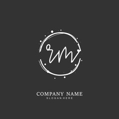 Handwritten initial letter R M RM for identity and logo. Vector logo template with handwriting and signature style.