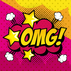 omg expression with cloud pop art style vector illustration design © Gstudio