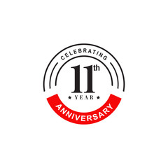 11th year anniversary logo design vector template