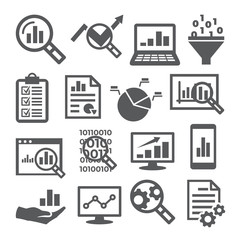 Data analysis icons set on white background