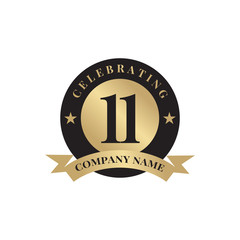 11th year anniversary logo design vector template