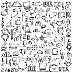 Set of Business Drawing illustration Hand drawn doodle Sketch line vector eps10