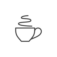 Tea cup with steam line icon. linear style sign for mobile concept and web design. Hot coffee cup outline vector icon. Breakfast symbol, logo illustration. Vector graphics