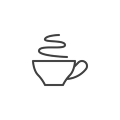 Tea cup with steam line icon. linear style sign for mobile concept and web design. Hot coffee cup outline vector icon. Breakfast symbol, logo illustration. Vector graphics
