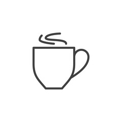 Hot coffee cup line icon. linear style sign for mobile concept and web design. Cup of tea, hot drink outline vector icon. Cafe symbol, logo illustration. Vector graphics