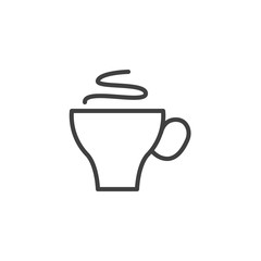 Hot coffee cup line icon. linear style sign for mobile concept and web design. Cup of tea, hot drink outline vector icon. Cafe symbol, logo illustration. Vector graphics