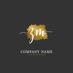 Fototapeta na wymiar Handwritten initial letter Z M ZM for identity and logo. Vector logo template with handwriting and signature style.