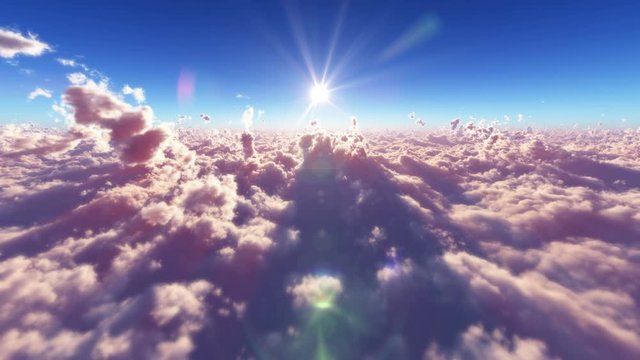 fly over sunset clouds 4k