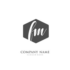 Handwritten initial letter F M FM for identity and logo. Vector logo template with handwriting and signature style.
