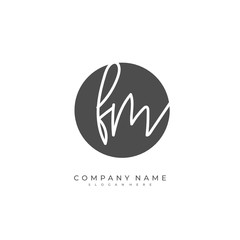 Handwritten initial letter F M FM for identity and logo. Vector logo template with handwriting and signature style.