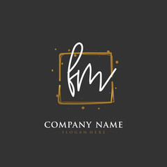Handwritten initial letter F M FM for identity and logo. Vector logo template with handwriting and signature style.