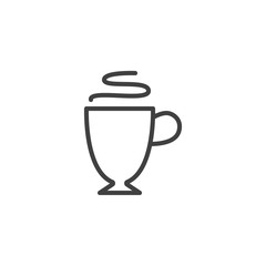 Hot espresso cup line icon. linear style sign for mobile concept and web design. Coffee mug with steam outline vector icon. Coffee shop symbol, logo illustration. Vector graphics