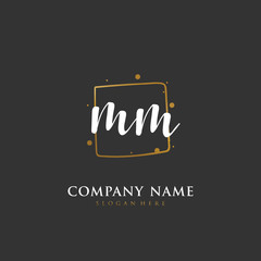 Handwritten initial letter M MM for identity and logo. Vector logo template with handwriting and signature style.