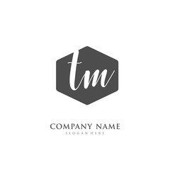  Handwritten initial letter T M TM for identity and logo. Vector logo template with handwriting and signature style.