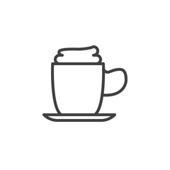 Coffee mug with foam line icon. linear style sign for mobile concept and web design. Frappe drink cup outline vector icon. Symbol, logo illustration. Vector graphics