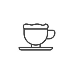 Frappe coffee cup line icon. linear style sign for mobile concept and web design. Milkshake cup with whipped cream outline vector icon. Coffee shop symbol, logo illustration. Vector graphics