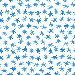 Happy new year snowflake and christmas blue winter seamless pattern on white background for design