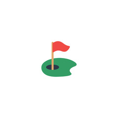 Flag in Hole Vector Isolated Flat Icon. Golf icon - Vector