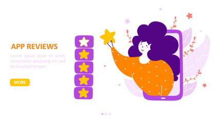 App review landing page flat vector template