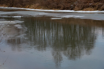 the first ice on the river situated near Moscow