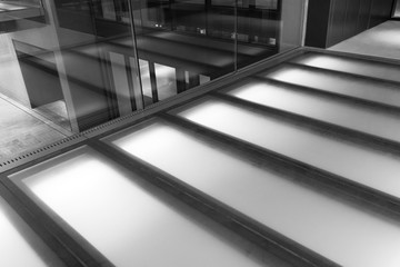 Obraz premium Interior view of modern pedestrian walkway. Building abstract background