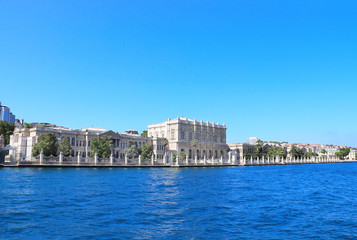 View from the Bosphorus to Dolmabahce Palace, Istanbul, Turkey