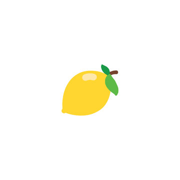 Lemon Flat Vector Icon. Isolated Lemon Tropical Fruit Illustration Symbol - Vector
