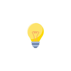 Light Bulb Flat Vector Icon. Isolated Lamp Light Emoticon, Illustration - Vector