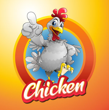 vector illustration, modification of a chicken with a gesture being pointed forward.