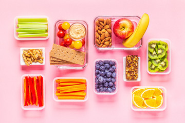 Healthy snack on a pastel background.