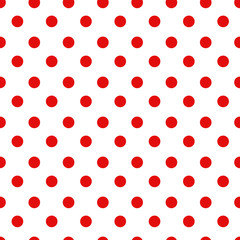 red polka dot on white background