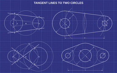 tangent lines to two circles - obrazy, fototapety, plakaty