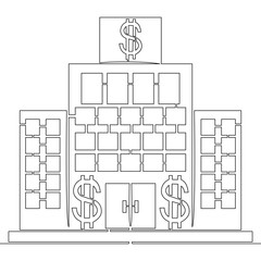 Continuous line drawing bank building concept