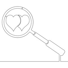 Continuous one line drawing Search love concept
