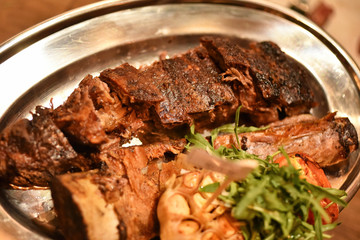 Short ribs grilled, Slow cooked argentinian braised pork.