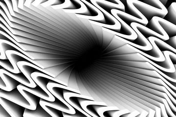 Black hole black and white abstract background 3D illustration