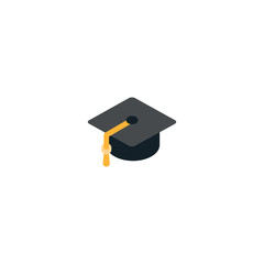 Graduation Hat Flat Vector Icon. Isolated Graduation Cap, Education, University Symbol Emoji, Emoticon Illustration - Vector